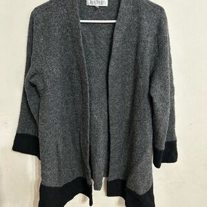 Kasper Women's Charcoal and Black Cardigan Boiled Wool XL